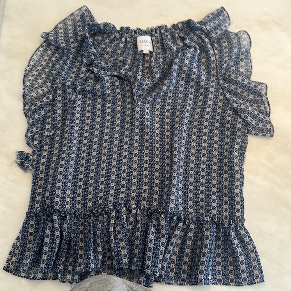 Misa Los Angeles Anile Top in Blue Multi, size small